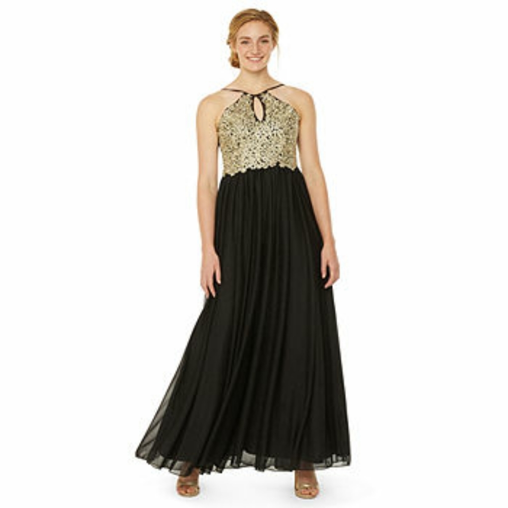 [My Michell] Sleeveless Applique Ball Gown